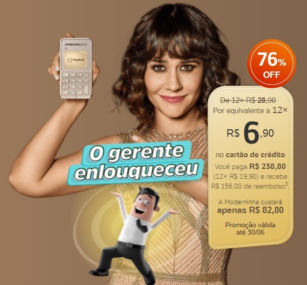 Promoção da a Moderninha Plus 2 do PagSeguro com 76% Desconto!